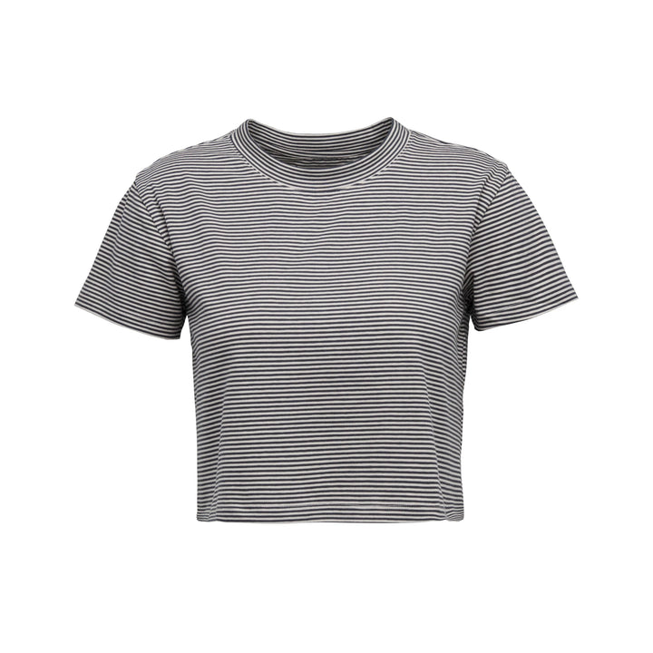Stripe Crop Tee - Off White / Charcoal
