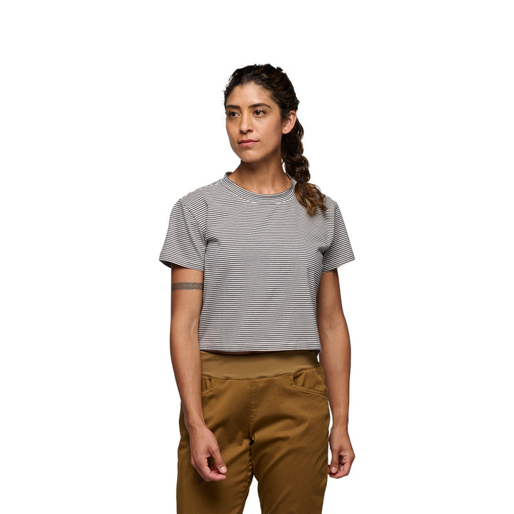 Stripe Crop Tee - Off White / Charcoal