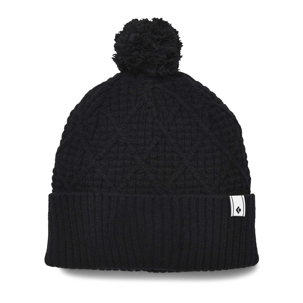 Cable Cuff Pom Beanie - Black