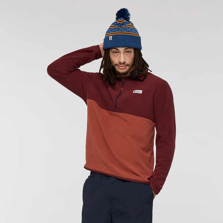 Amado Fleece Pullover - Mulberry and Nutmeg | Mens