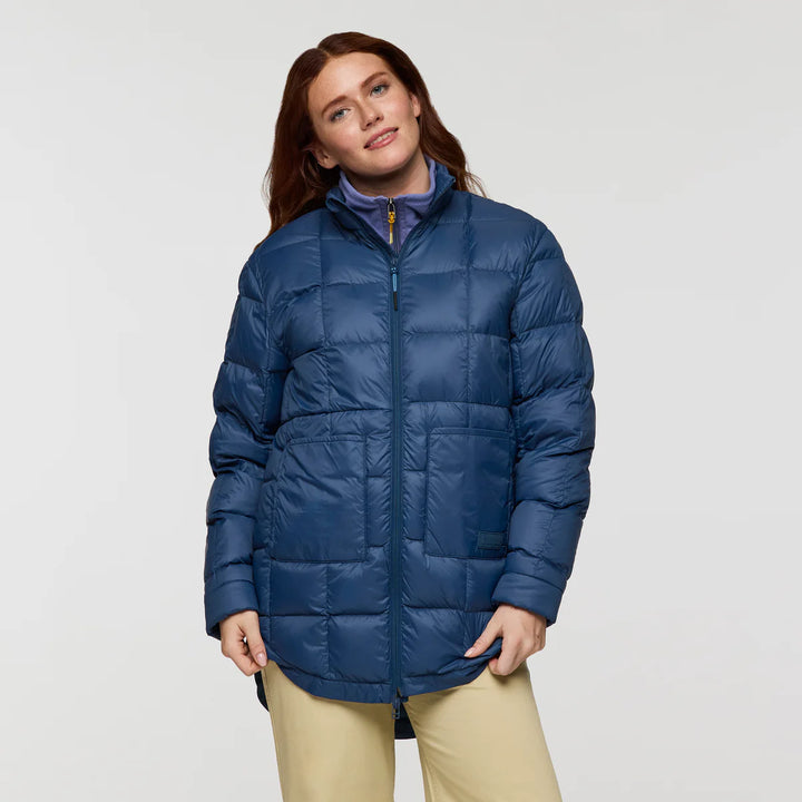 Repleto Long Down Jacket - Deep Sea | Womens
