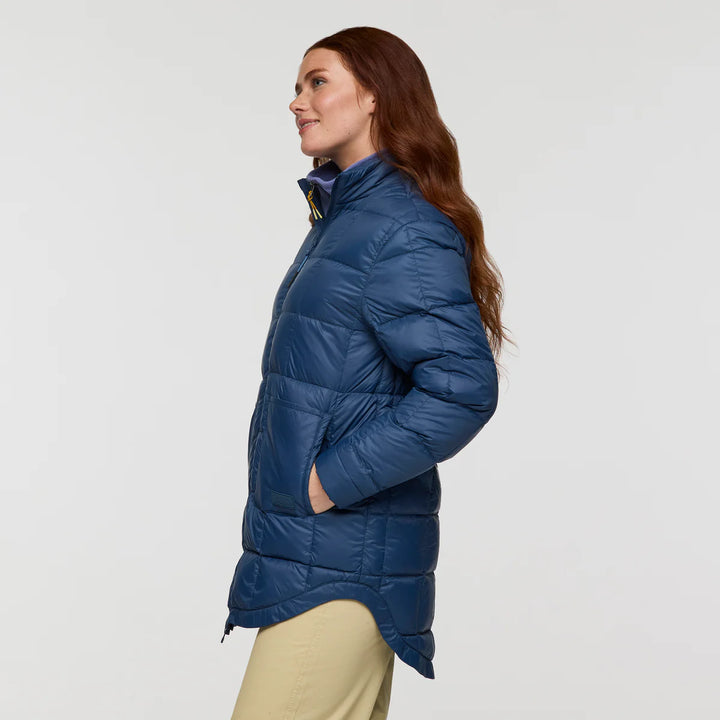 Repleto Long Down Jacket - Deep Sea | Womens