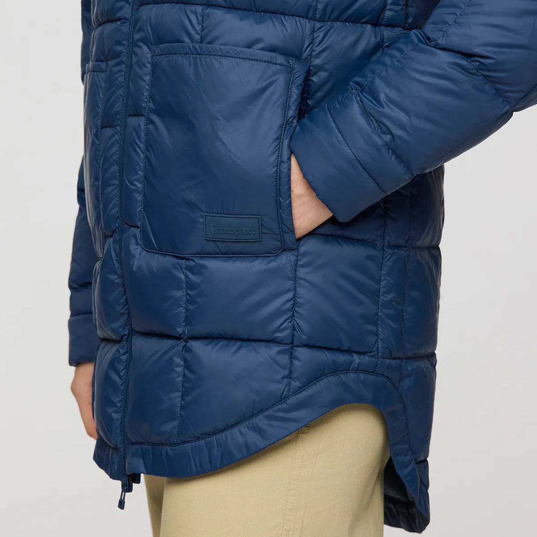 Repleto Long Down Jacket - Deep Sea | Womens