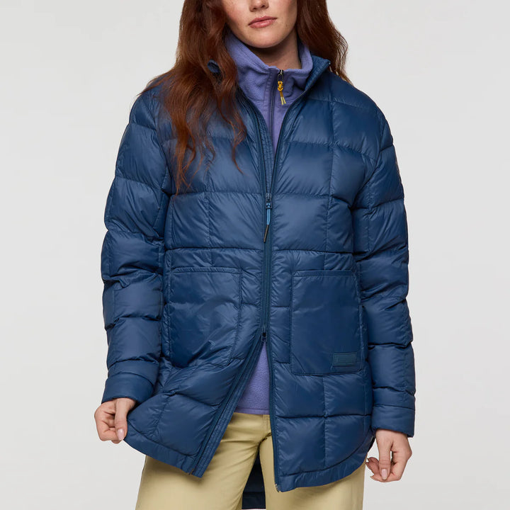 Repleto Long Down Jacket - Deep Sea | Womens