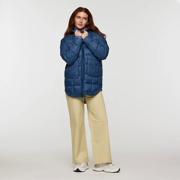 Repleto Long Down Jacket - Deep Sea | Womens
