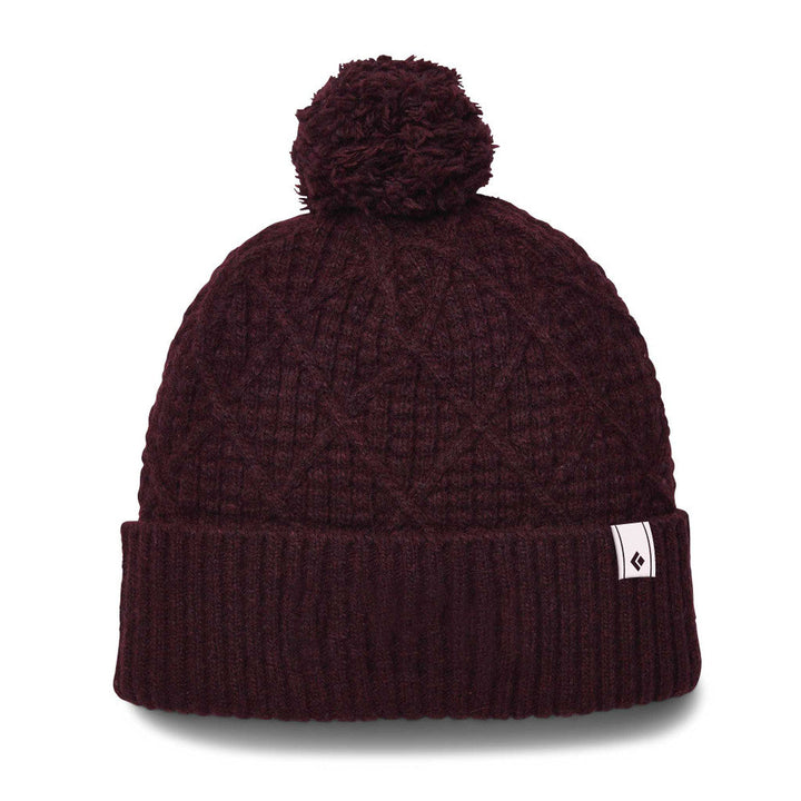 Black Diamond Cable Cuff Pom Beanie in Blackberry