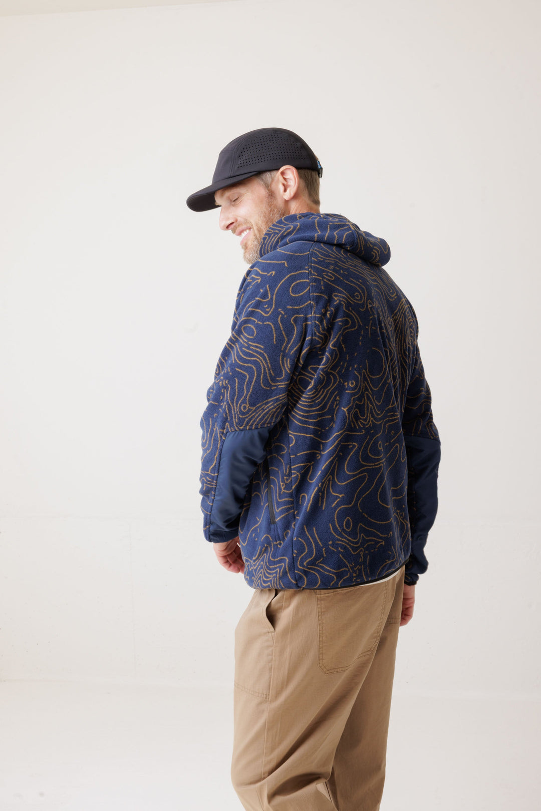 KAVU Teannaway Fleece Hoodie in Blue Water Topo
