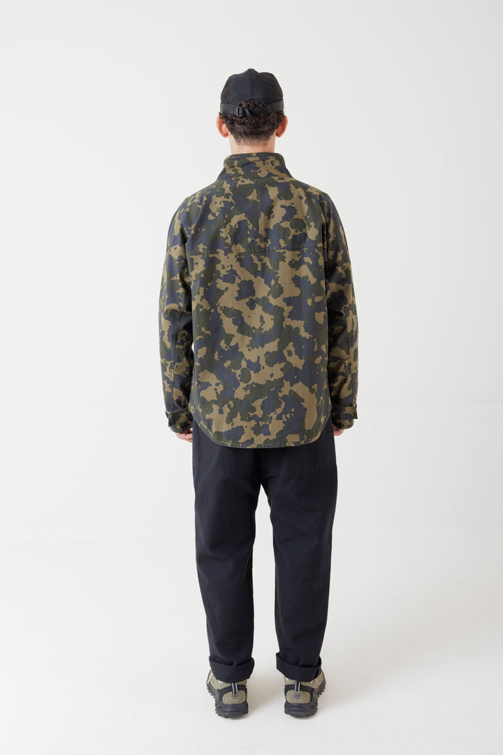 KAVU Full Zip Ripstop Throwshirt in Olive Camo