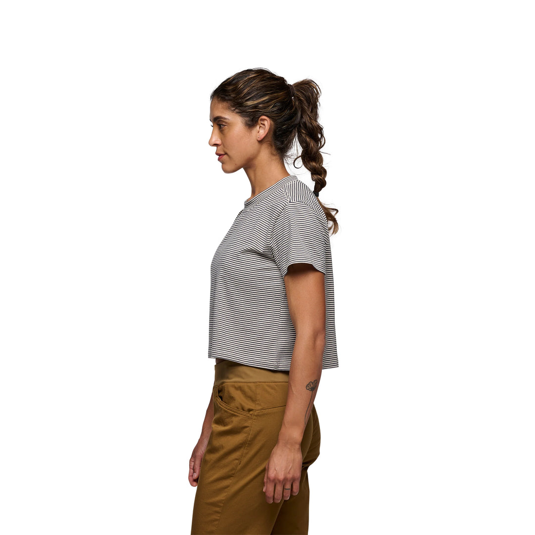 Stripe Crop Tee - Off White / Charcoal