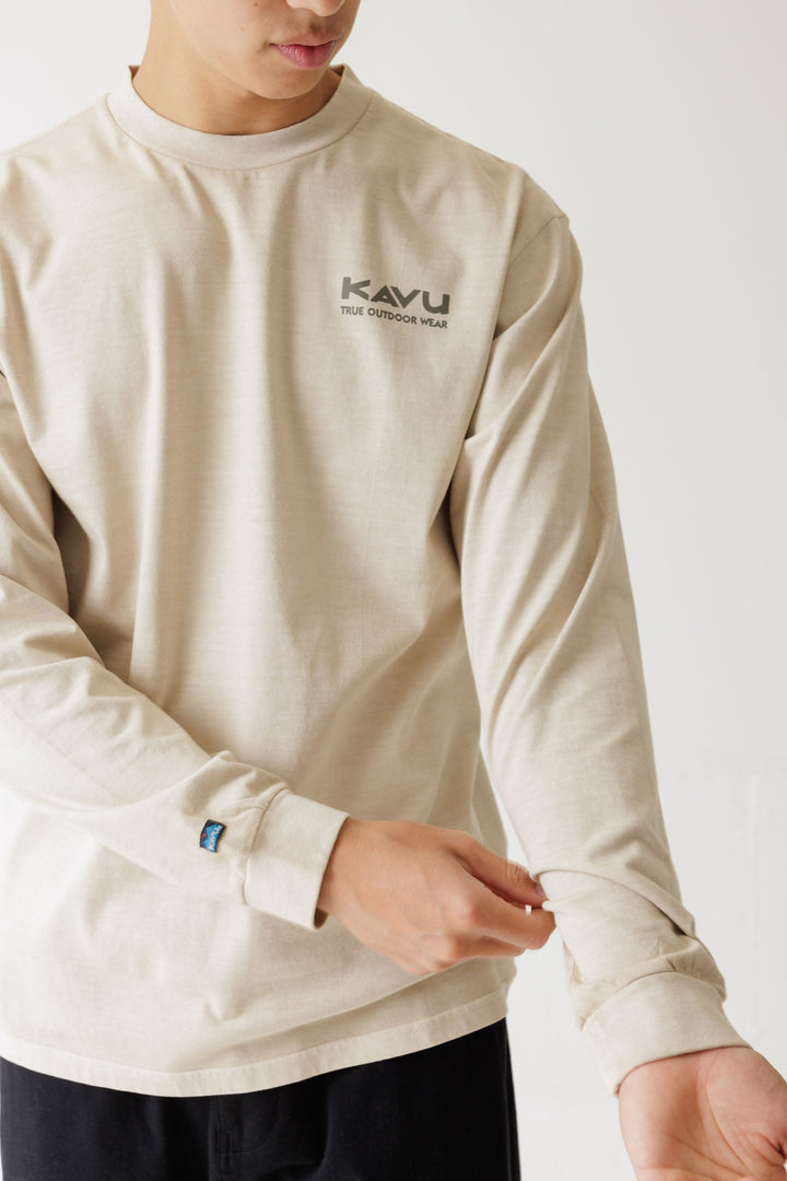KAVU Camper Long Sleeve T Shirt in Classic Beige