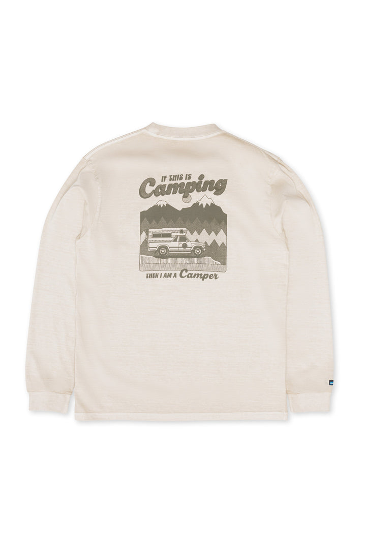 KAVU Camper Long Sleeve T Shirt in Classic Beige