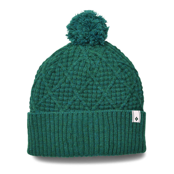 Black Diamond Cable Cuff Pom Beanie in Laurel Green