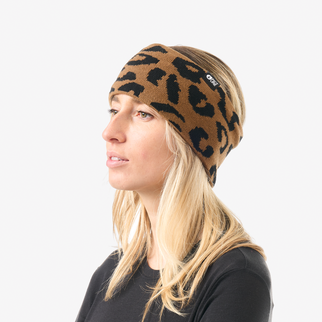 Picture Vitan Headband in Wild Spot Print, worn