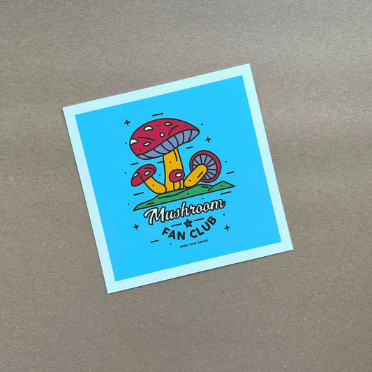 Nerd That Draws - Mushroom Fan Club - Square Art Print