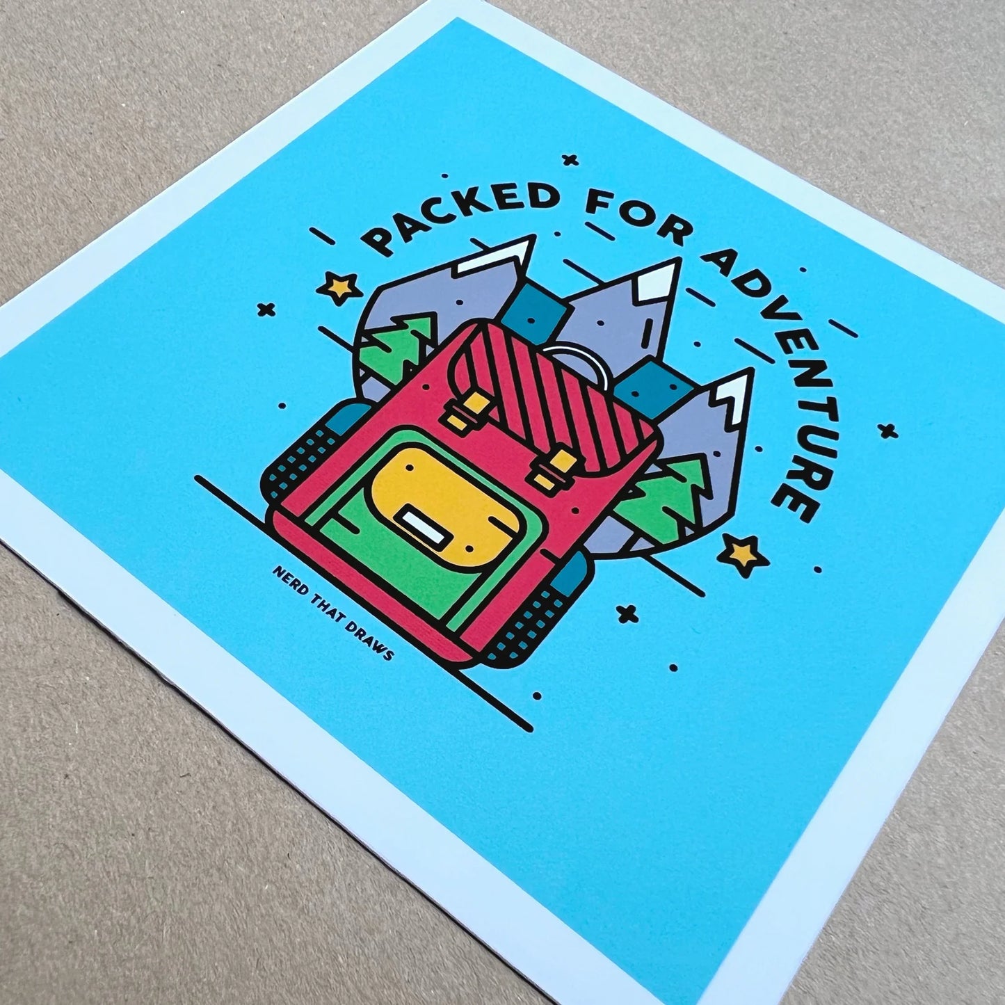Nerd That Draws - Packed for Adventure - Square Art Print