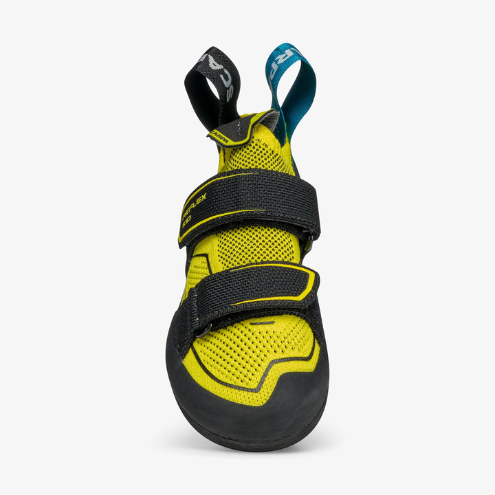 Scarpa Reflex V Kid climbing shoe, twin strap closure detail