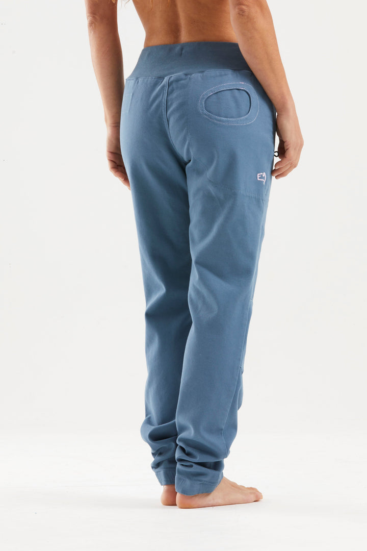 E9 Onda Rock Trousers Womens in Steel/Blue, worn